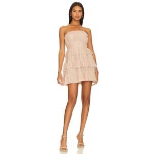 Lovers and Friends Barlow Mini Dress Rosey Neutral Beige Tulle Sz S Nice Cond!